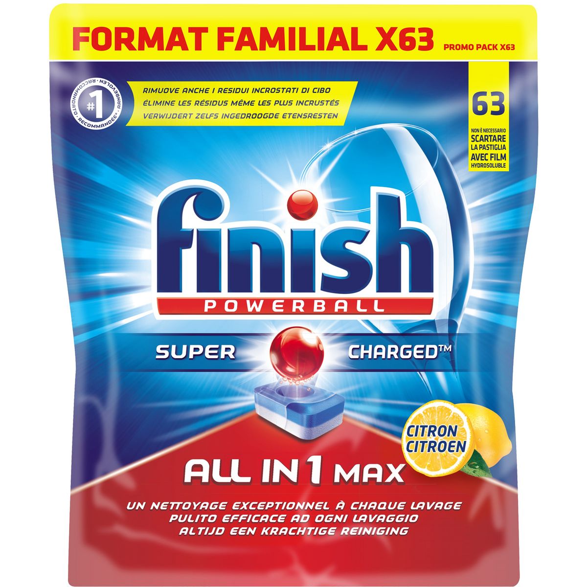 FINISH FINISH TOUT EN 1 MAX X63 CITRON FF 63 lavages 63 tablettes
