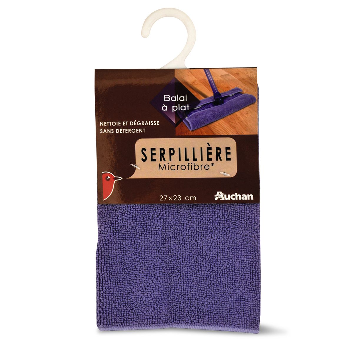 AUCHAN Auchan serpillière microfibres bouclée balai plat 27x23cm