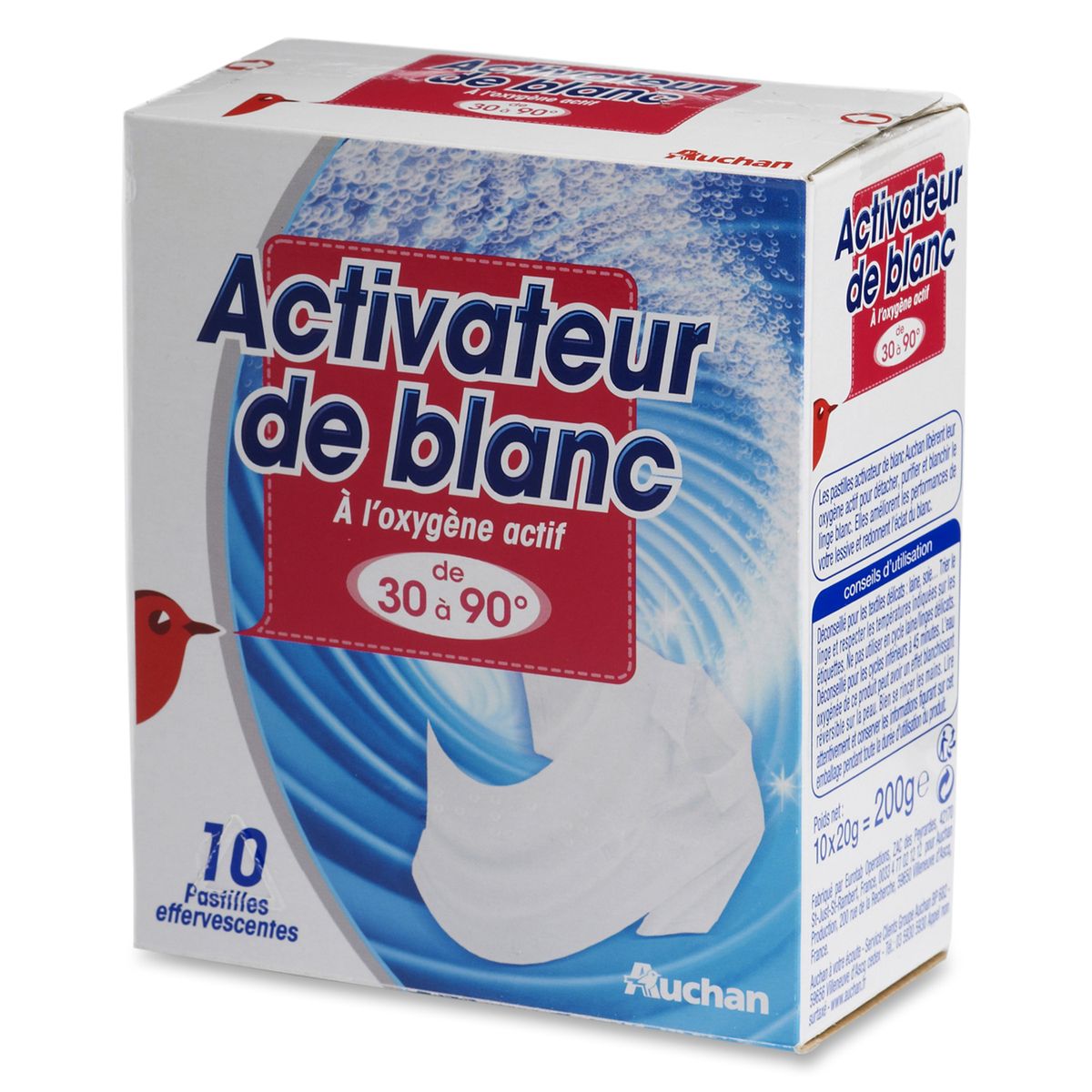 AUCHAN Auchan activateur de blanc pastilles effervescentes x10
