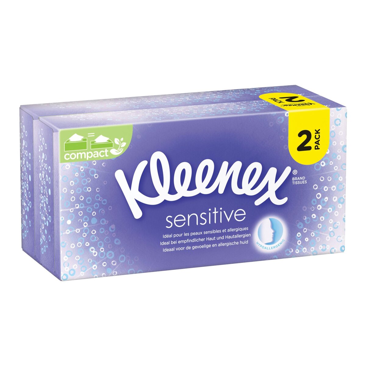 KLEENEX Boîtes de mouchoirs compactes sensitive 2x72 mouchoirs