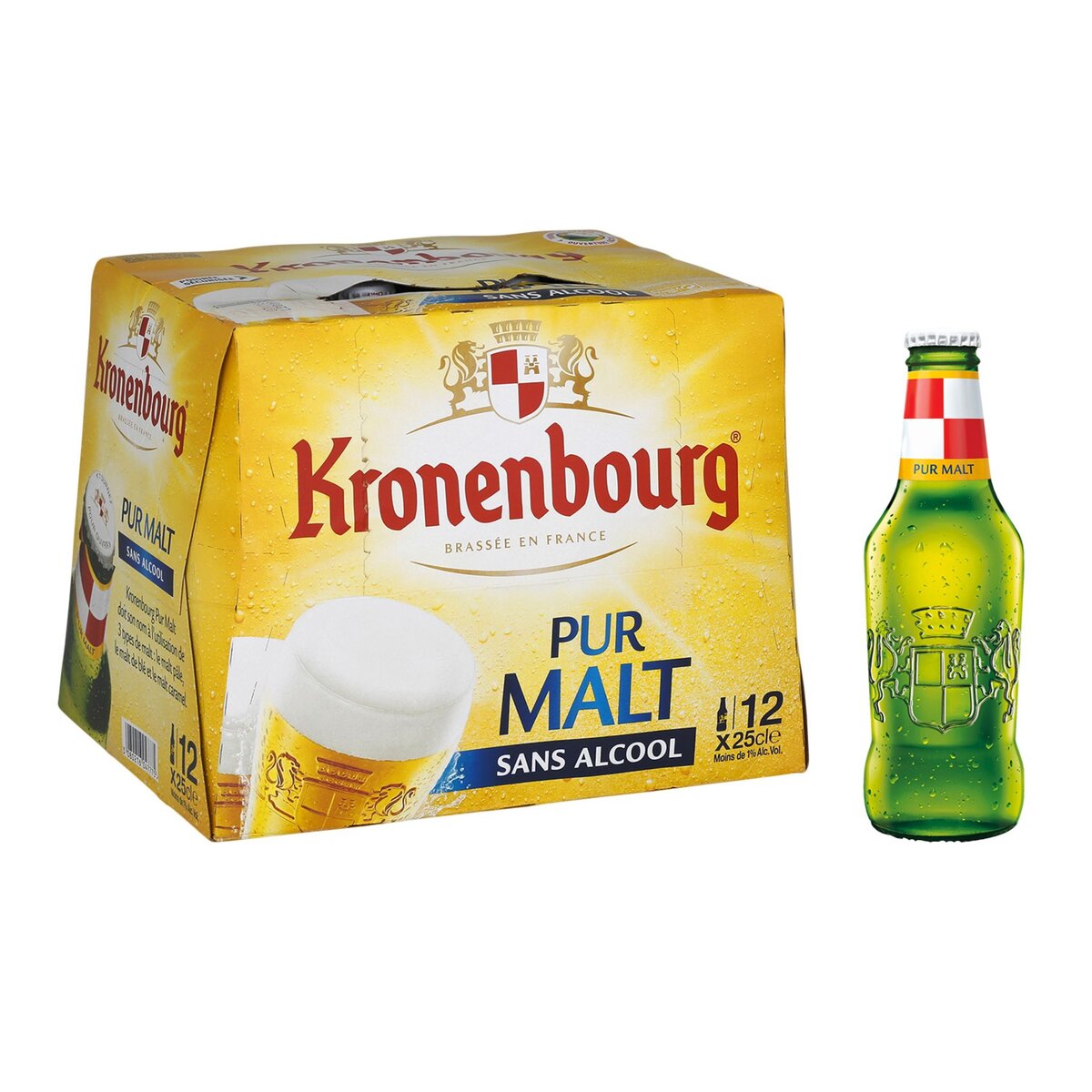 KRONENBOURG Kronenbourg Bière blonde pur malt sans alcool 0,4% bouteilles 12x25cl 12x25cl