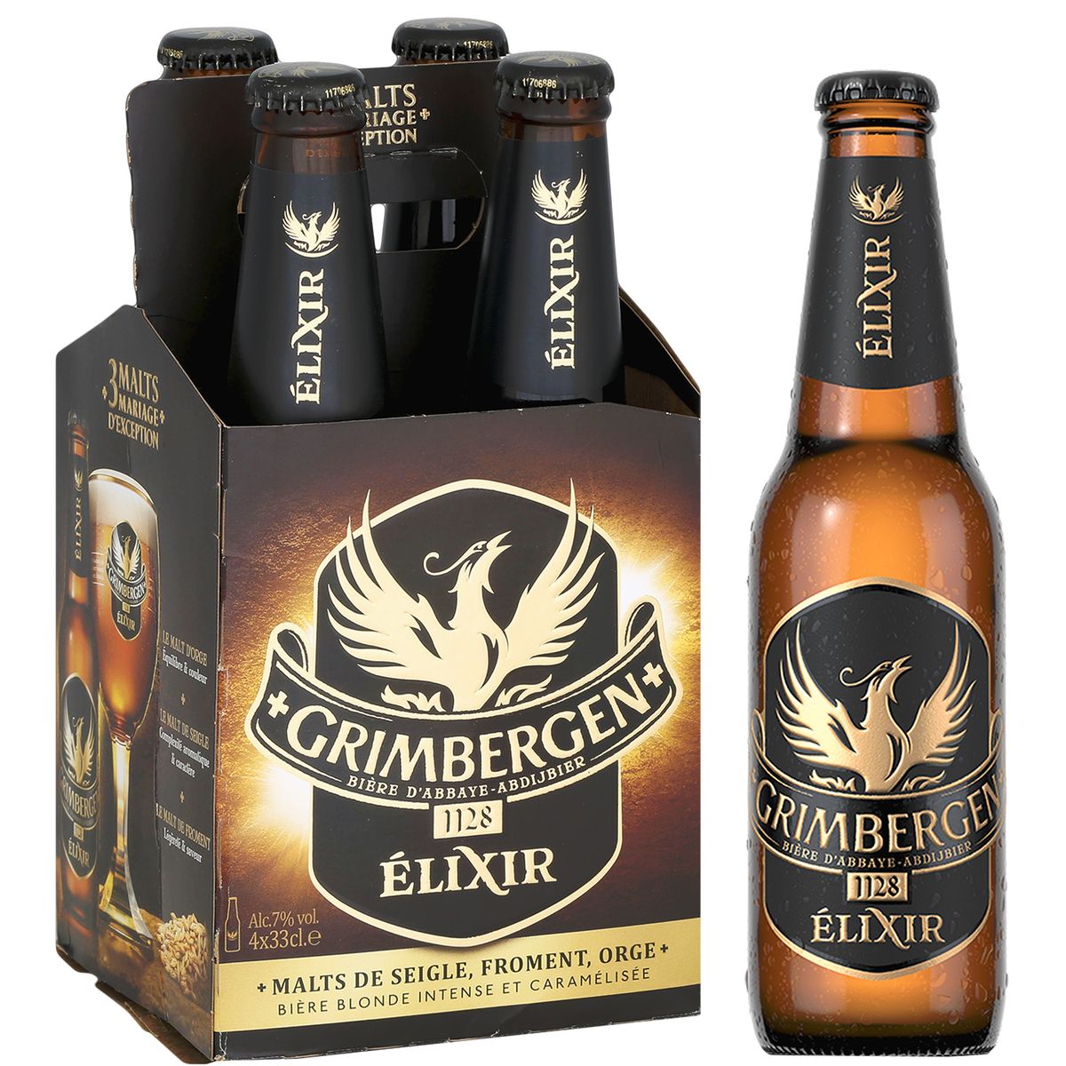 GRIMBERGEN Grimbergen Bière élixir 7% bouteilles 4x33cl 4x33cl