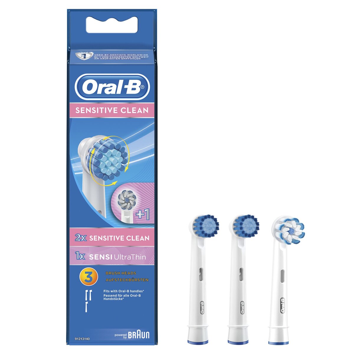 BRAUN EBS17X3 Lot de 3 Brossettes Oral-B Sensitive