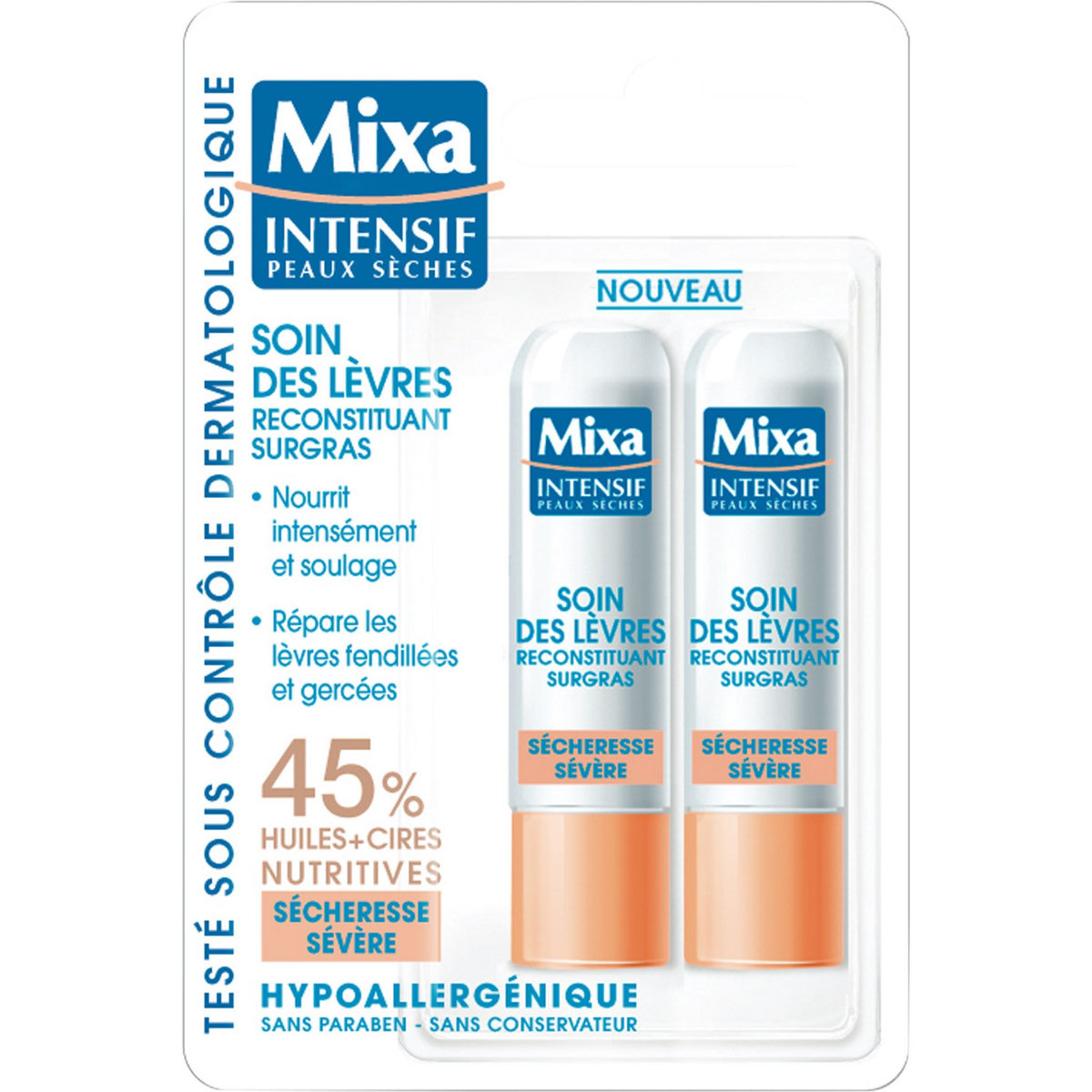 MIXA Stick lèvres peaux sèches 2 sticks pas cher - Auchan.fr