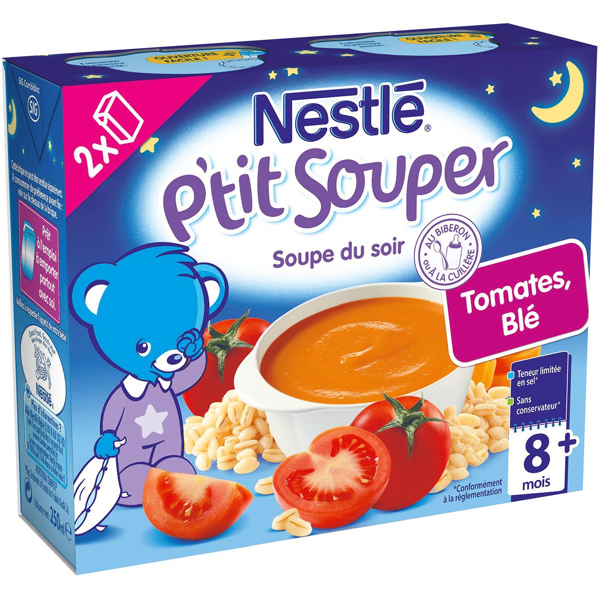 NESTLE Nestlé p'tit souper tomates blé 2x250ml dès 8mois