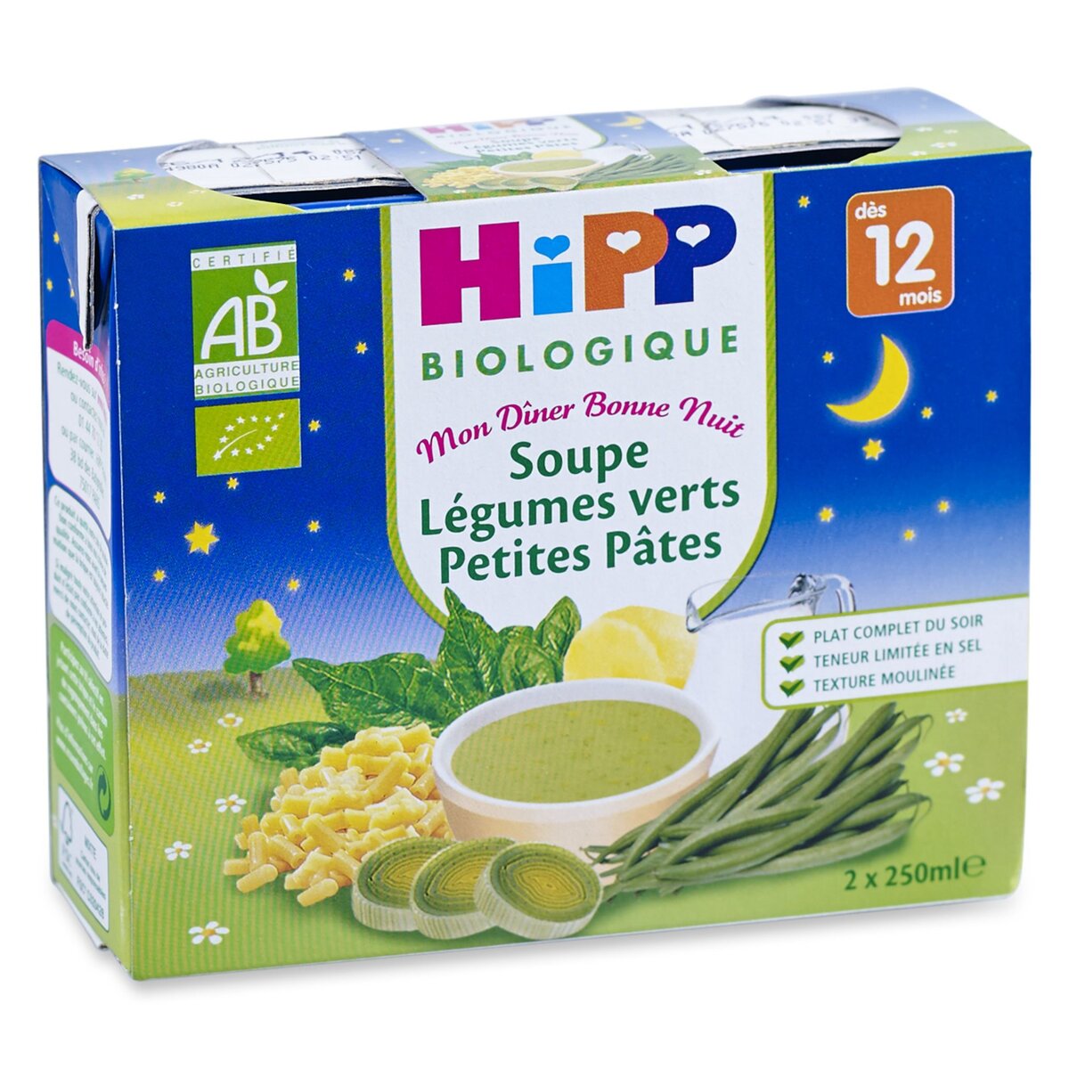 HIPP Hipp Bio soupe légumes verts pâtes brique 2x250ml dès 12mois