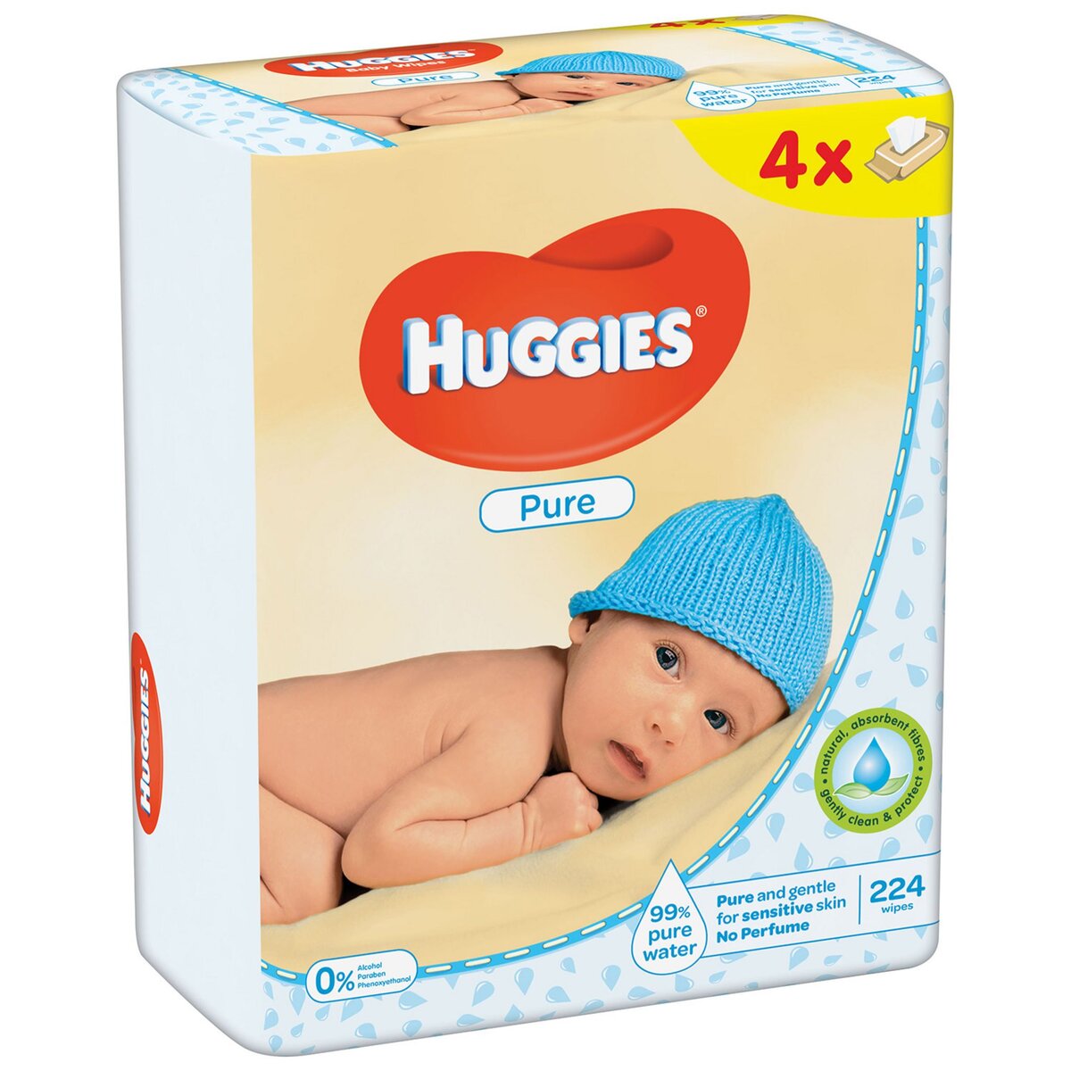 HUGGIES Pure lot lingettes nettoyantes pour bébé 168 lingettes
