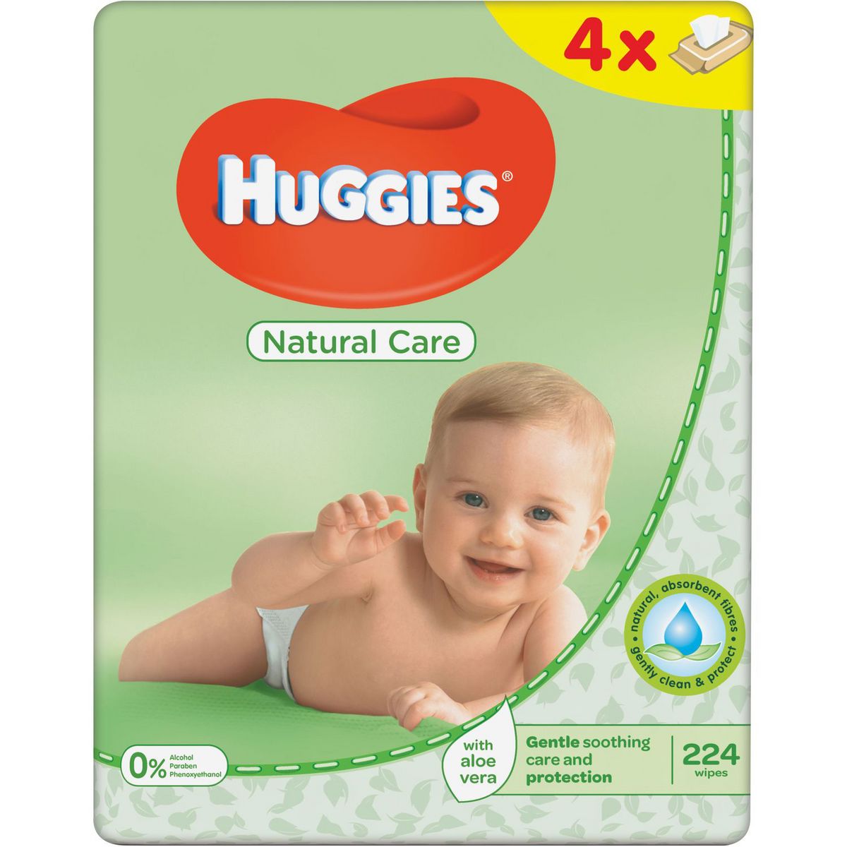 HUGGIES Natural care lot lingettes nettoyantes à l'aloe vera 168 lingettes