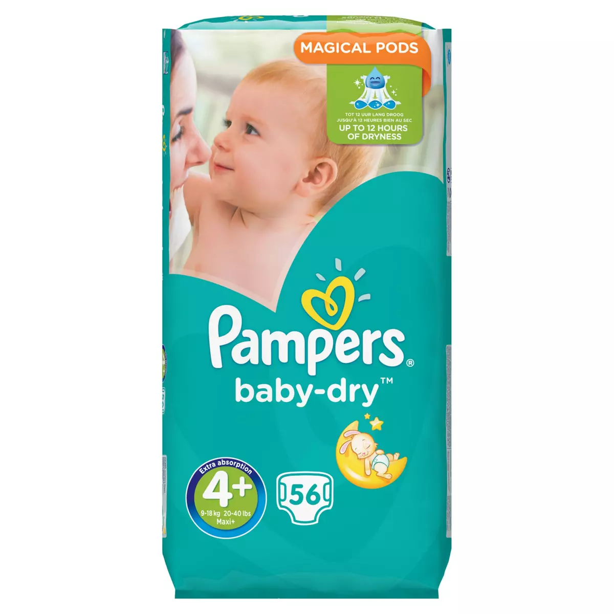 PAMPERS Pampers Baby-dry couches taille 4+ (9-18 kg) x56 56 couches