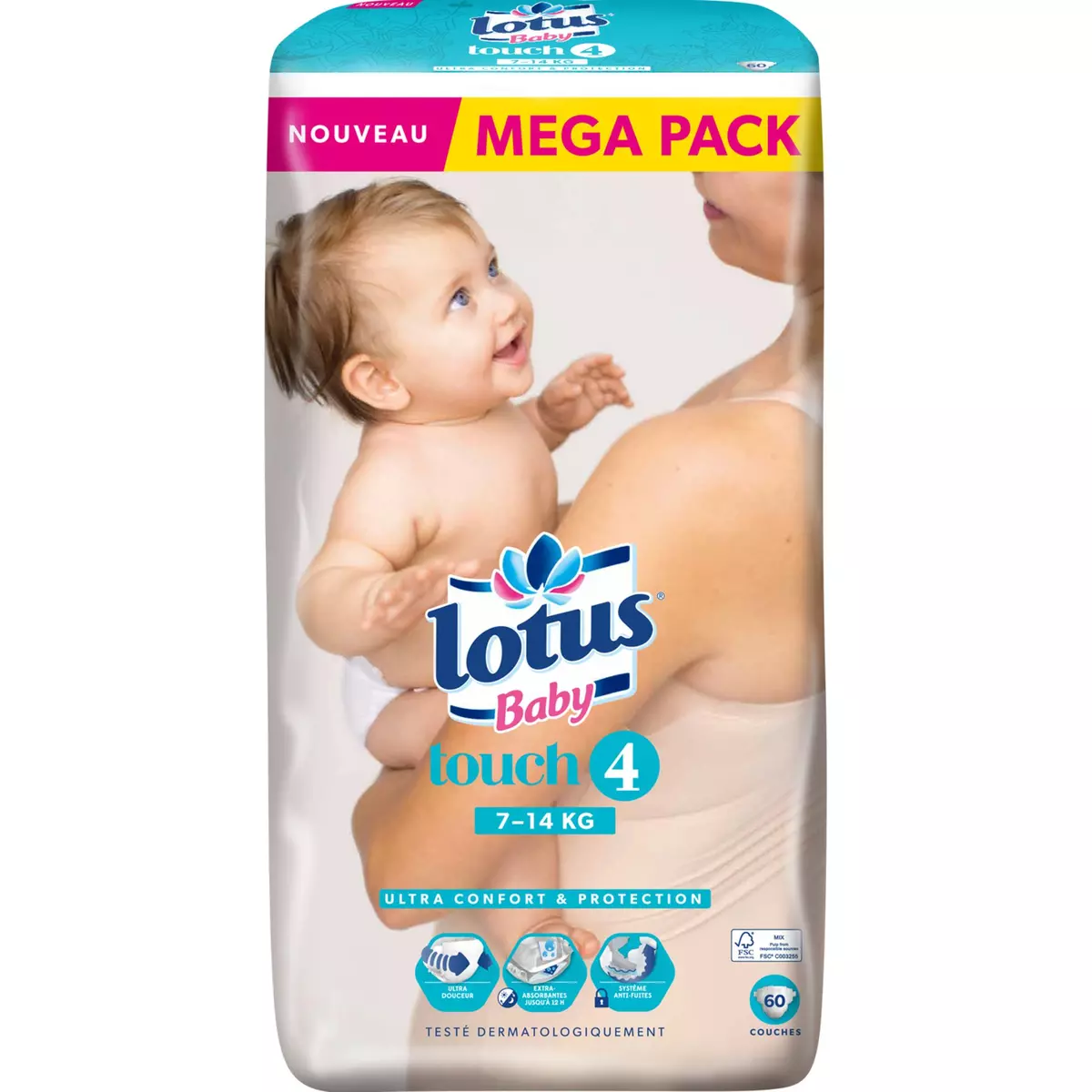 LOTUS Lotus baby touch change 7/14kg x60 taille 4 méga pack
