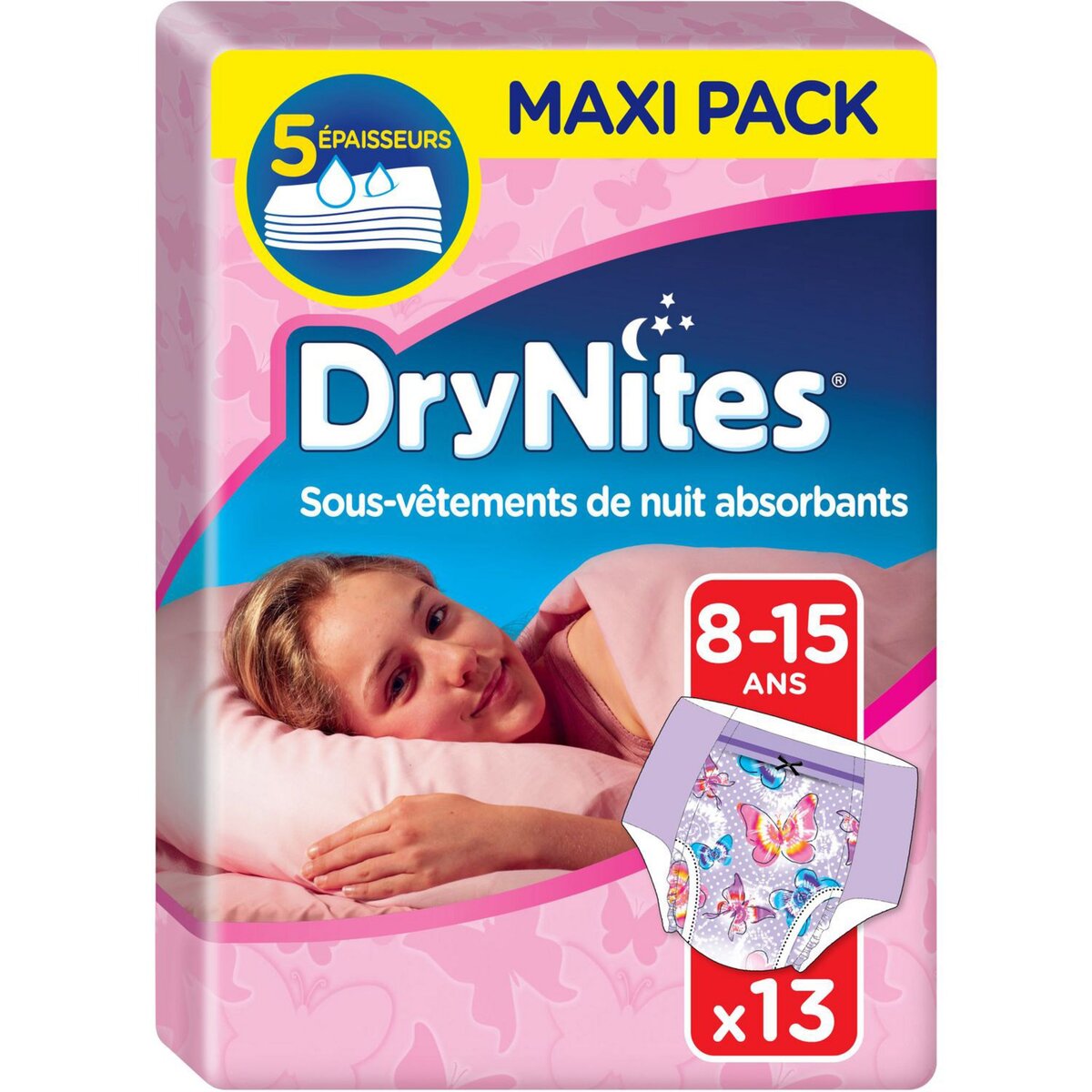 HUGGIES DryNites culottes de nuit absorbantes filles 8-15 ans 13 culottes  pas cher 