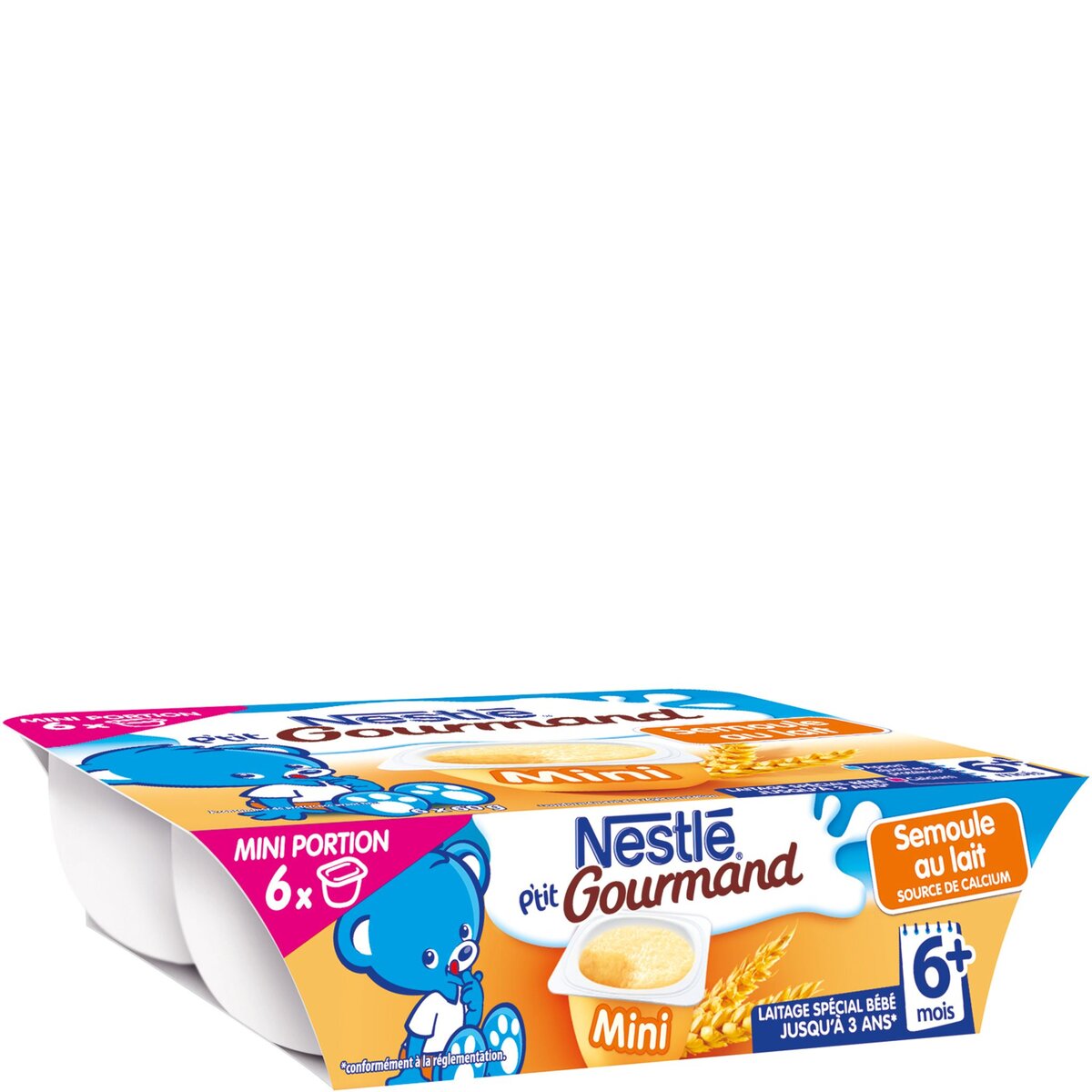 NESTLE Nestlé ptit gourmand mini semoule au lait 6x60g dès 6mois