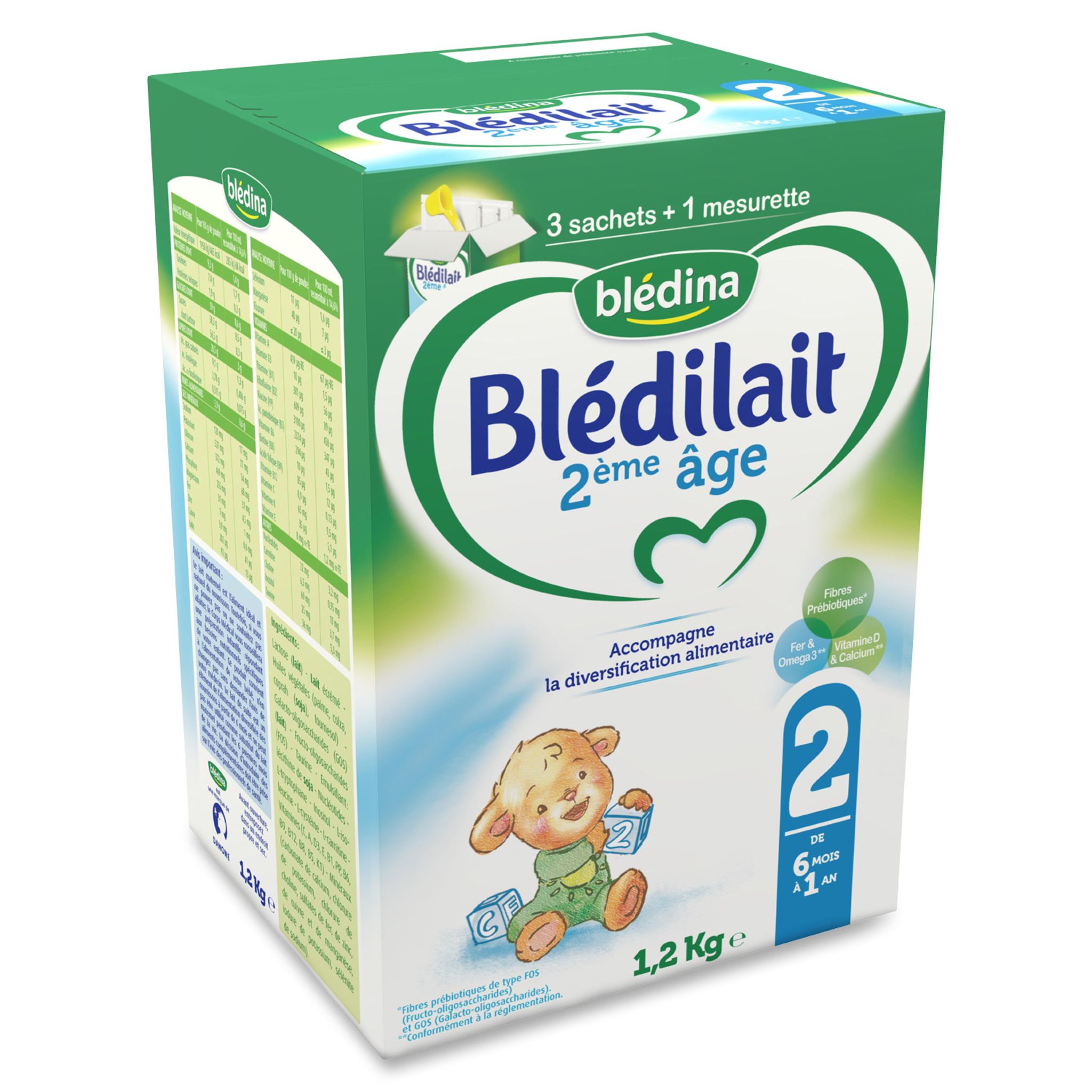 Voir la diapositive 2 : BLEDINA Blédina Blédilait 2 sachet lait 2ème âge en poudre dès 6 mois 1,2kg 1,2kg