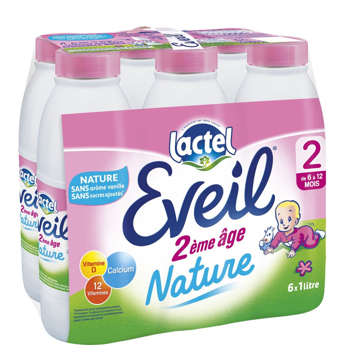 LACTEL Lactel Eveil 2 lait 2ème âge liquide de 6 à 12 mois 6x1l 6x1l