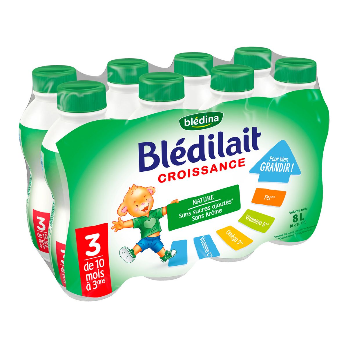 BLEDINA Blédina blédilait croissance 8x1l de10mois à 3ans