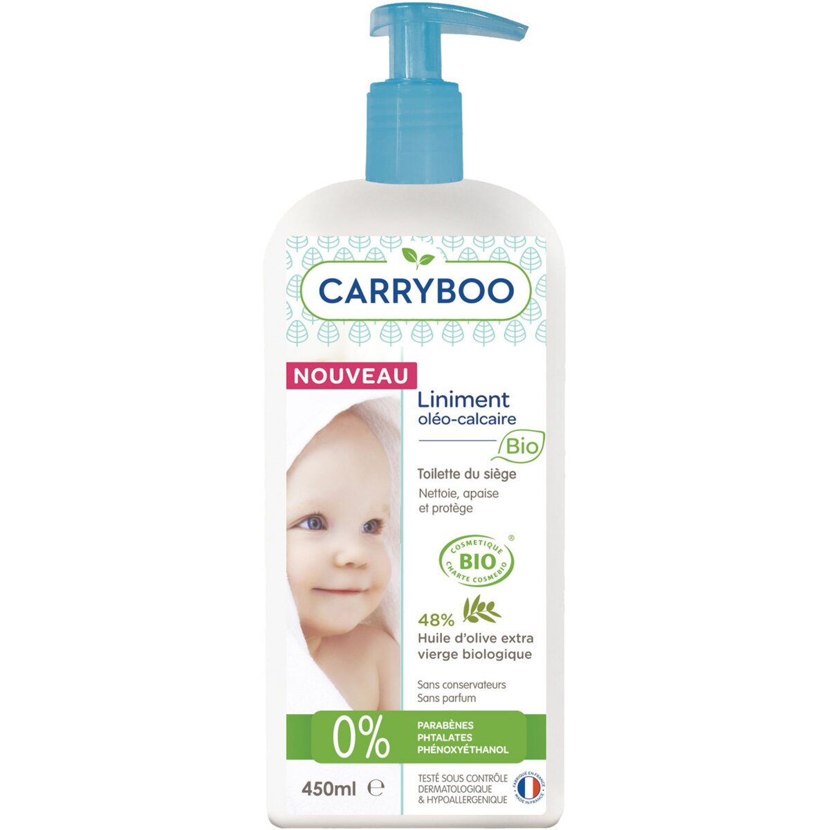 CARRYBOO Liniment oléo-calcaire à l'huile d'olive extra vierge bio 450ml