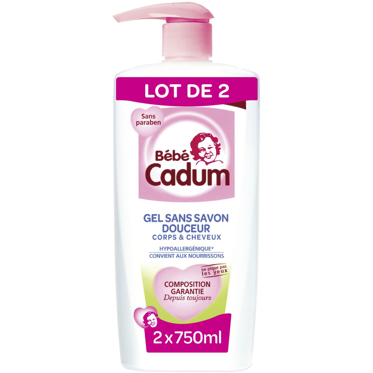 BEBE CADUM Gel nettoyant corps et cheveux pour bébé huile d'amandes douces bio 2x750ml
