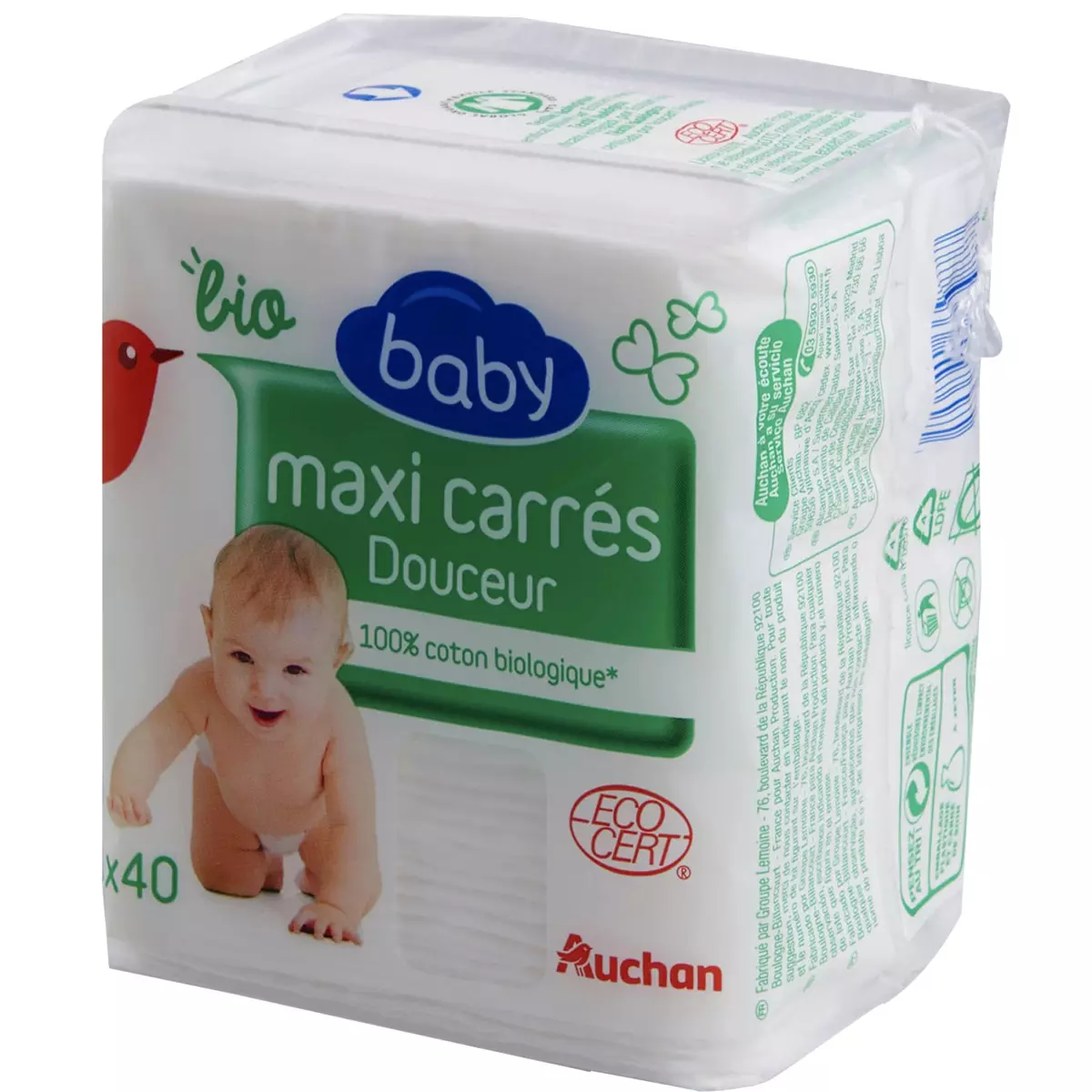 AUCHAN Auchan baby bio maxi carré x40