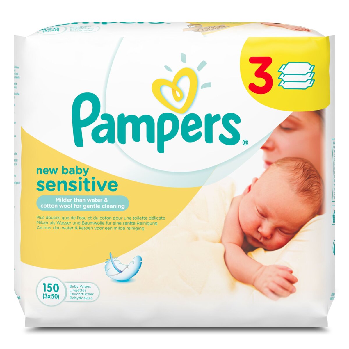PAMPERS New baby sensitive lingettes nettoyantes bébé 150 lingettes
