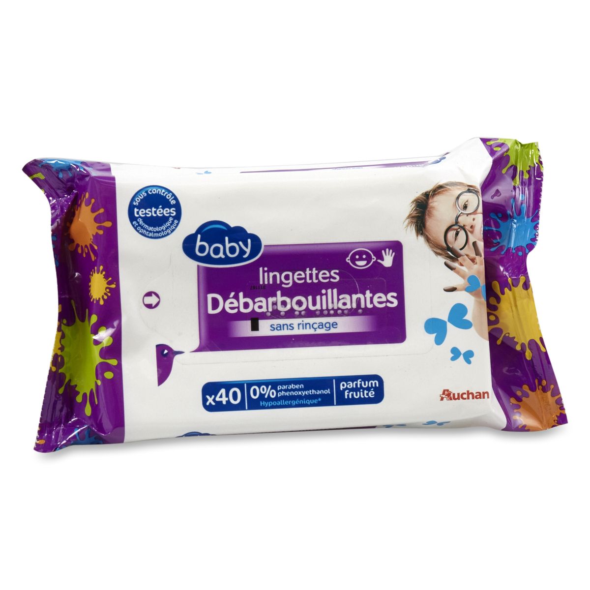 AUCHAN Auchan Baby lingettes débarbouillantes x40