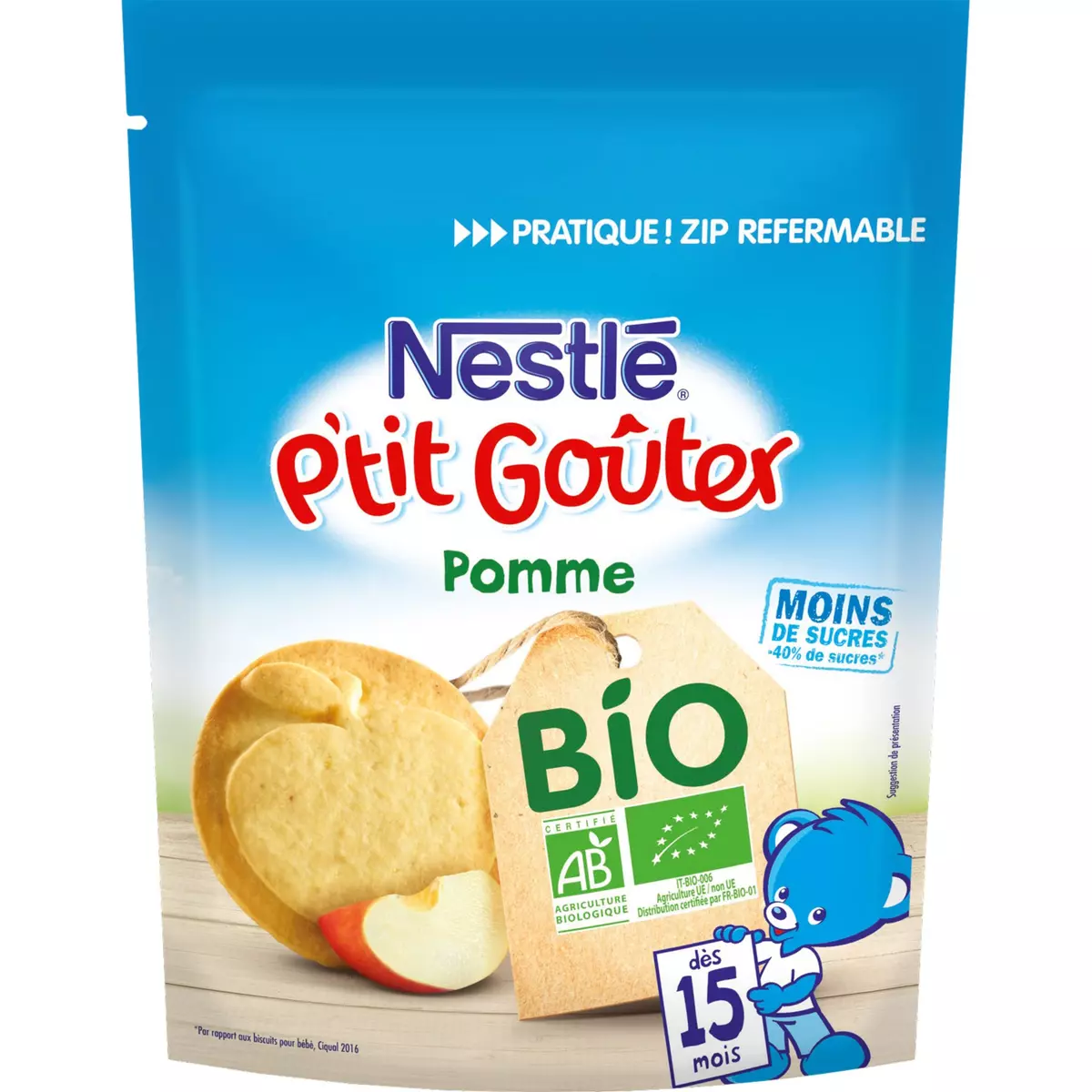 NESTLE P'tit Goûter biscuits à la pomme bio dès 15 mois 150g