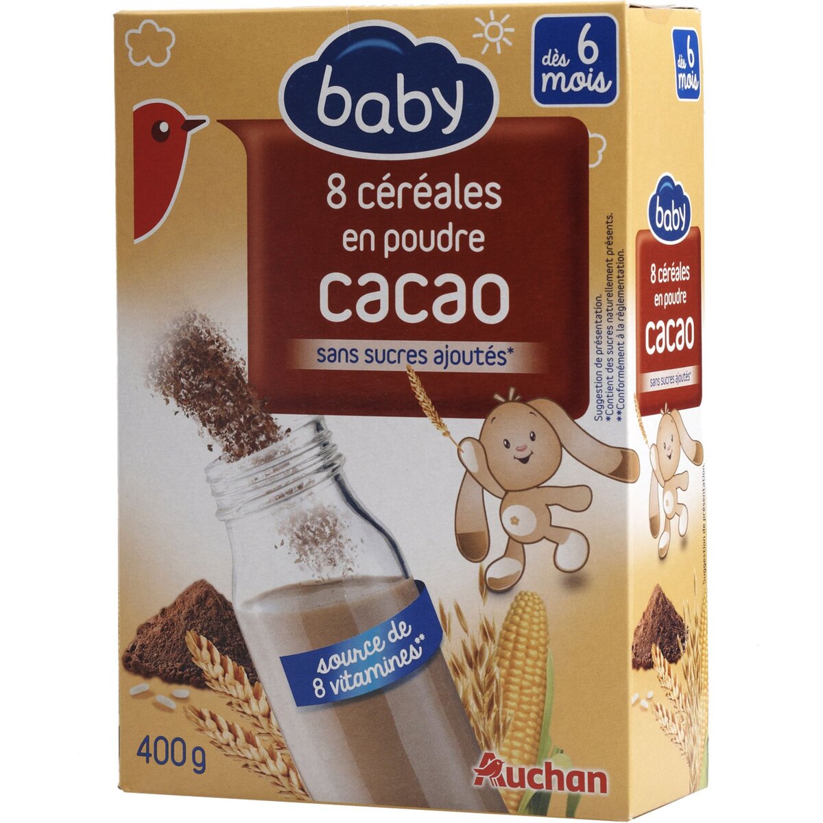 MAITRE COQ Auchan Baby céréales en poudre saveur cacao 400g dès 6mois
