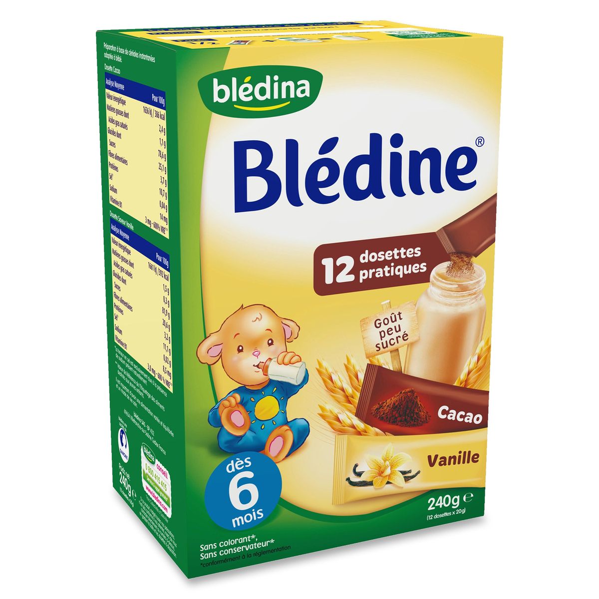BLEDINA Blédine Dosettes vanille cacao en poudre 240g dès 6 mois