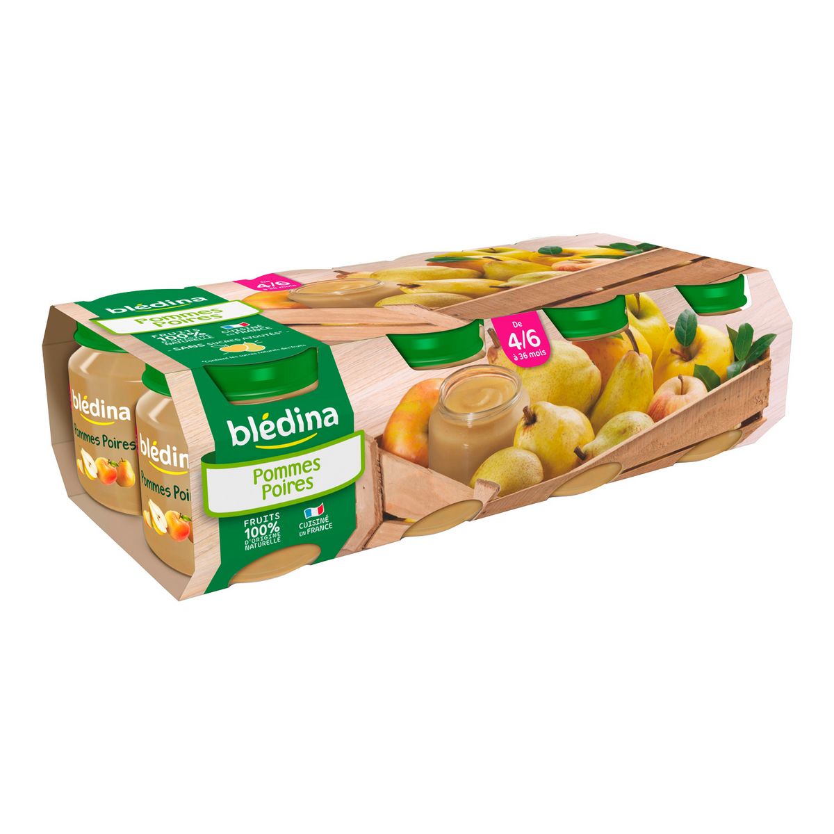 BLEDINA Blédina Petit pot dessert pommes poires dès 4 mois  8x130g 8x130g