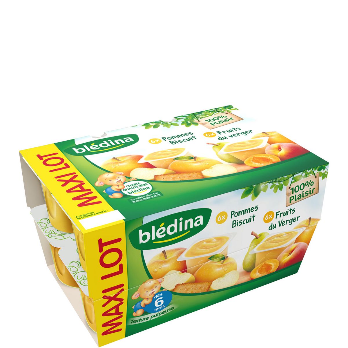 BLEDINA Blédina coupelle fruits maxi pomme biscuit 12x100g dès 6mois