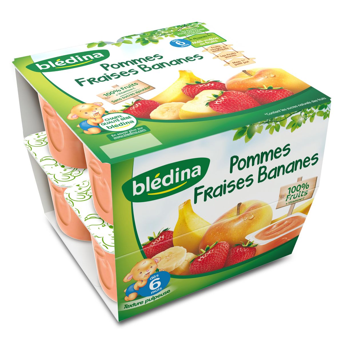 BLEDINA Blédina blédi fruits pomme fraise banane 8x100g dès 6 mois