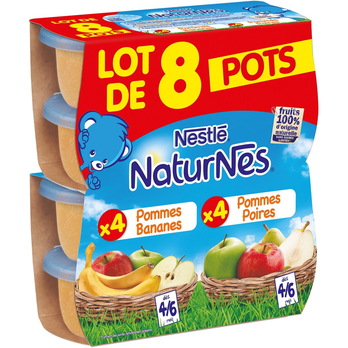 NESTLE Nestlé Naturnes pomme poire / pomme banane 8x130g dès 6mois