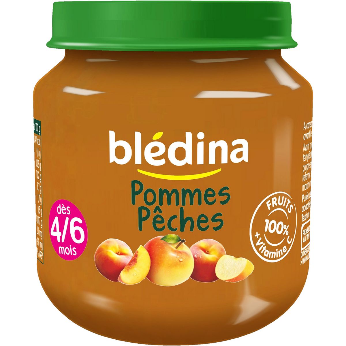 BLEDINA Blédina pommes pêches pot 130g dès 4/6mois
