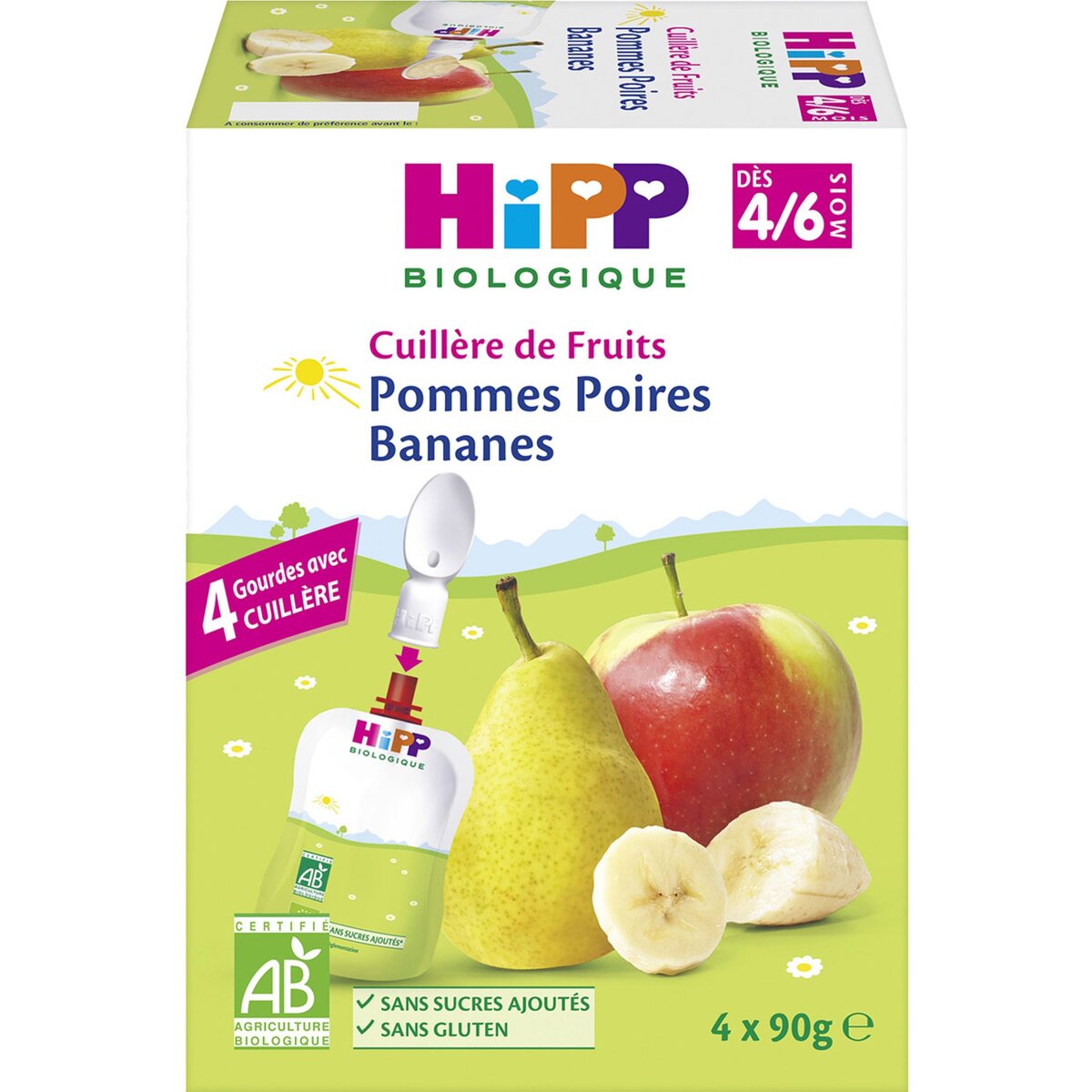 HIPP Hipp Gourde dessert pomme poire banane bio dès 4 mois 4x90g 4x90g