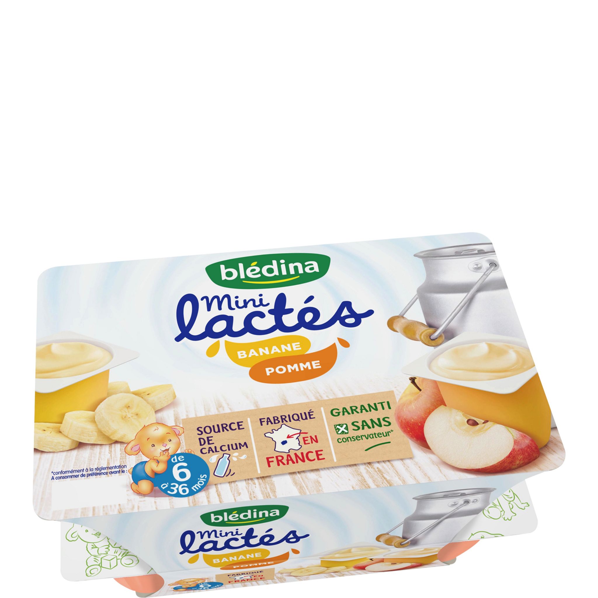Voir la diapositive 2 : BLEDINA Blédina mini lactés banane pomme 12x55g 6à36mois