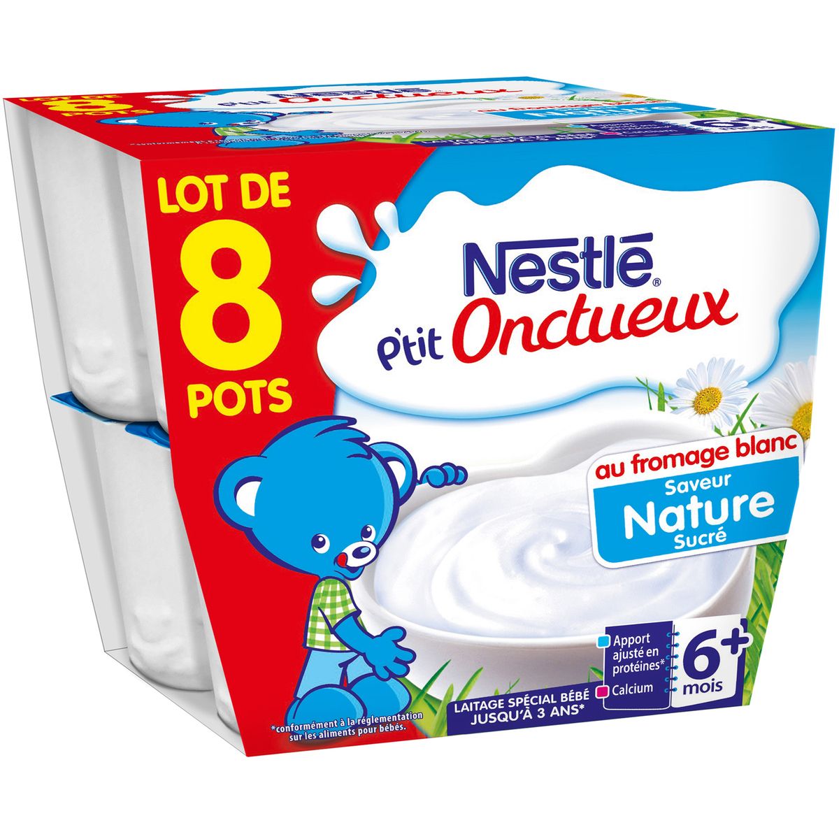 NESTLE Nestlé p'tit onctueux coupelles natures 8x100g