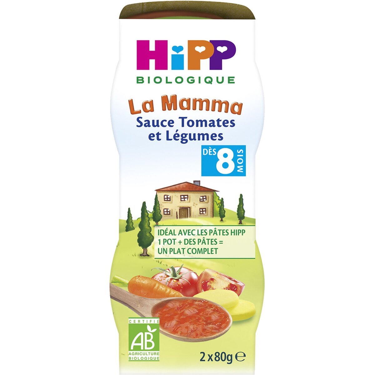 HIPP Sauce tomate et légumes bio dès 8 mois 2x80g