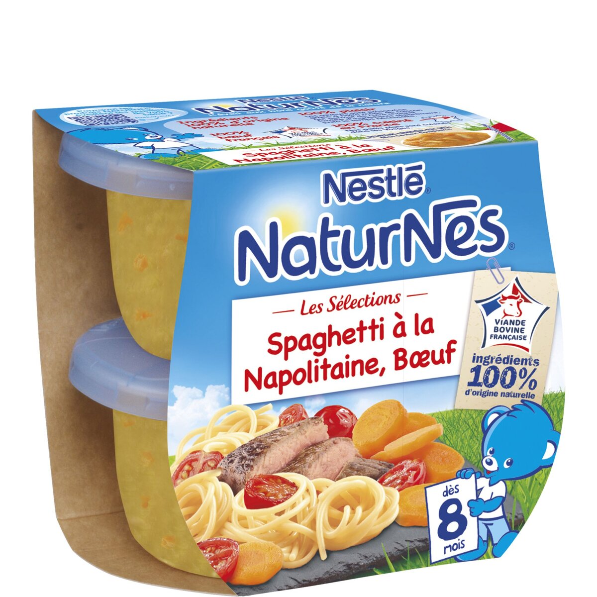 NATURNES Naturnes spaghettis à la napolitaine boeuf 2x200g dès8mois