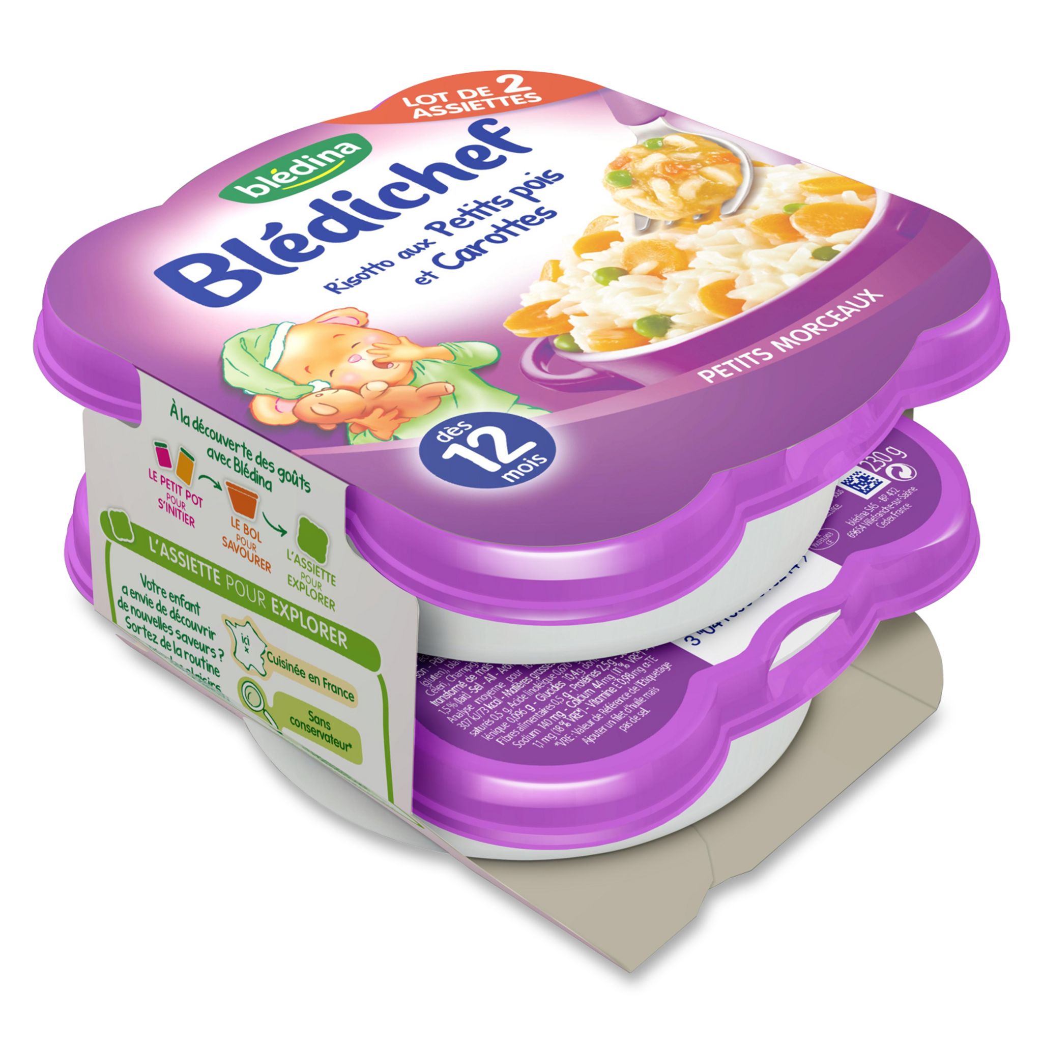 Voir la diapositive 2 : BLEDINA Blédichef risotto petit pois carottes dès 12 mois 2x230g