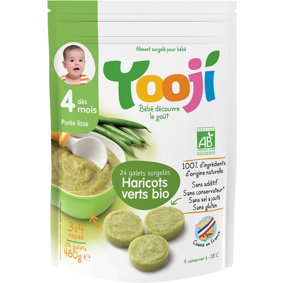 Yooji bio purée lisse de haricots verts 480g dès 4mois