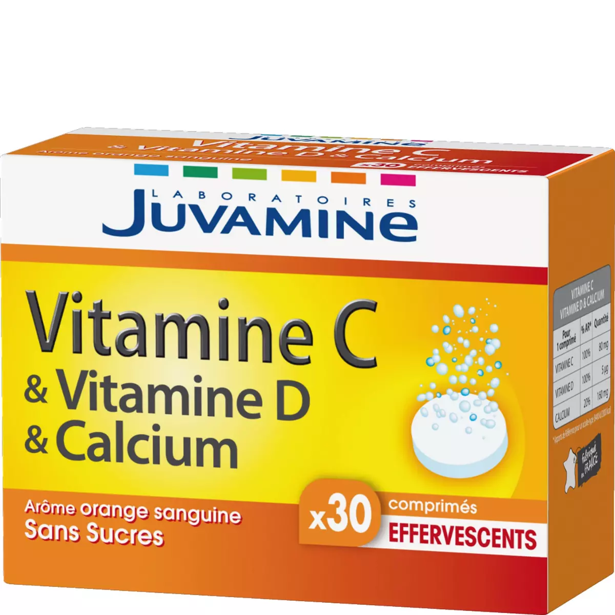 JUVAMINE Juvamine fizz vitamine C, D et calcium comprimé x30 -78,6g