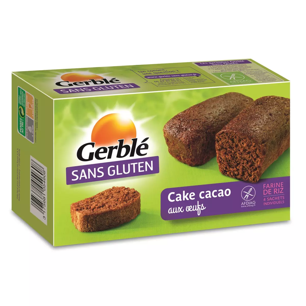 GERBLE Gerblé sans gluten cake cacao 180g