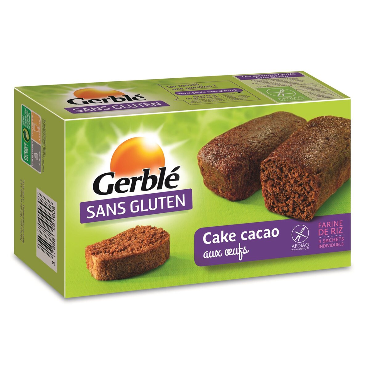 GERBLE Gerblé sans gluten cake cacao 180g