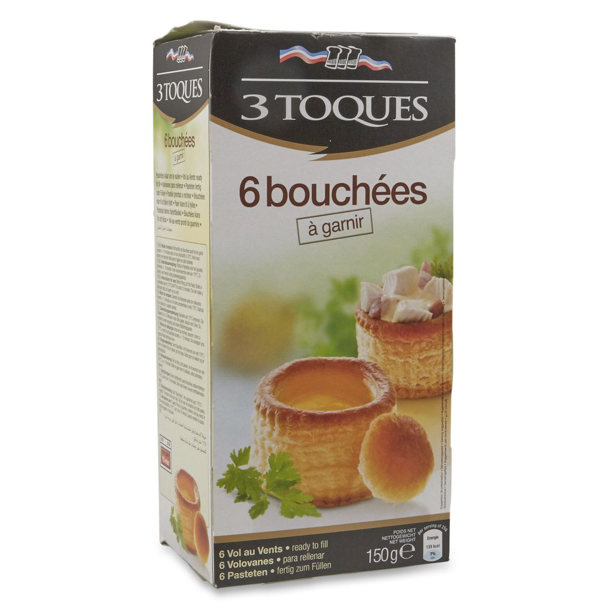 LES 3 TOQUES Bouchées à garnir, vol au vents 6 pièces 150g