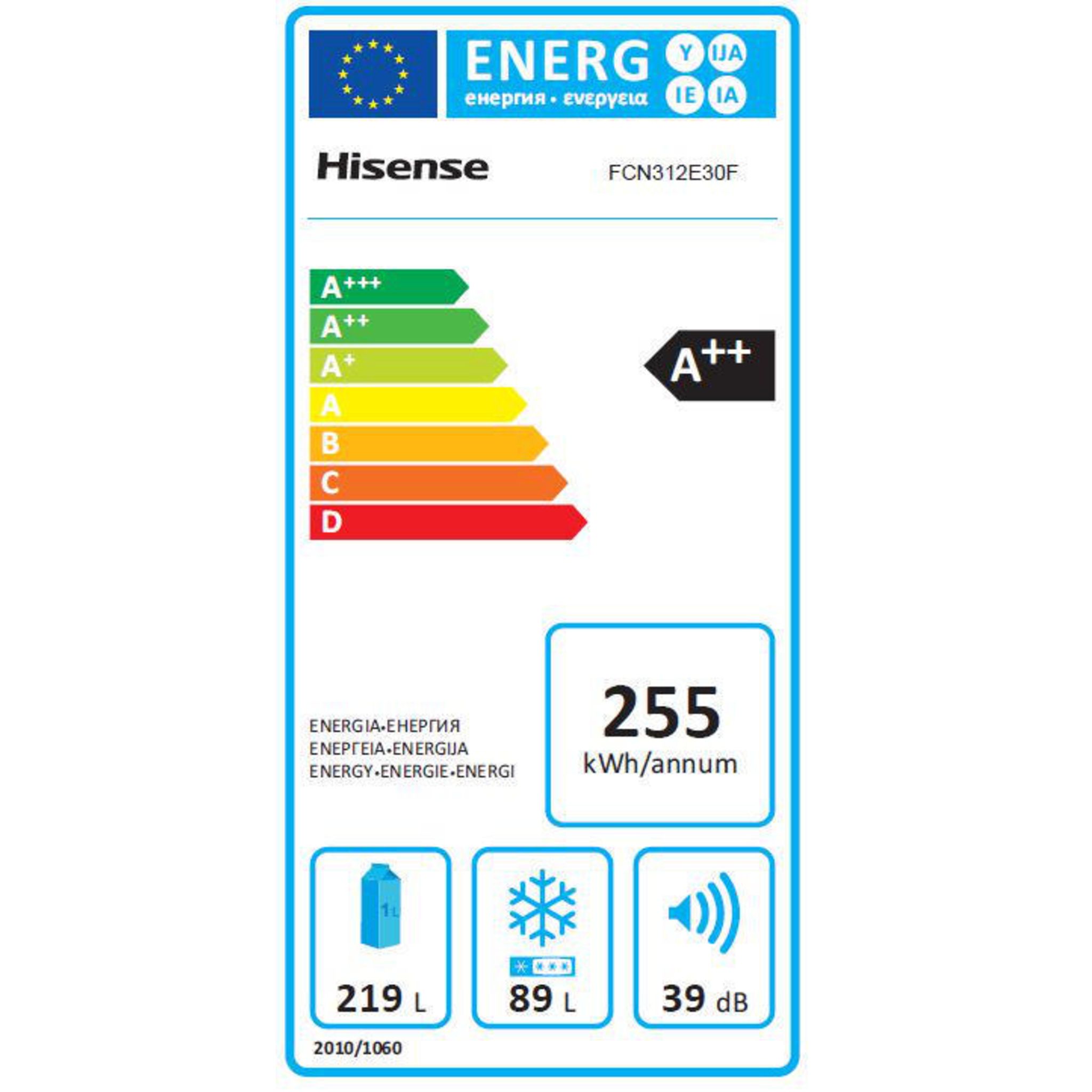 Voir la diapositive 2 : HISENSE Réfrigérateur combiné FCN312E30F, 308 L, Froid No frost
