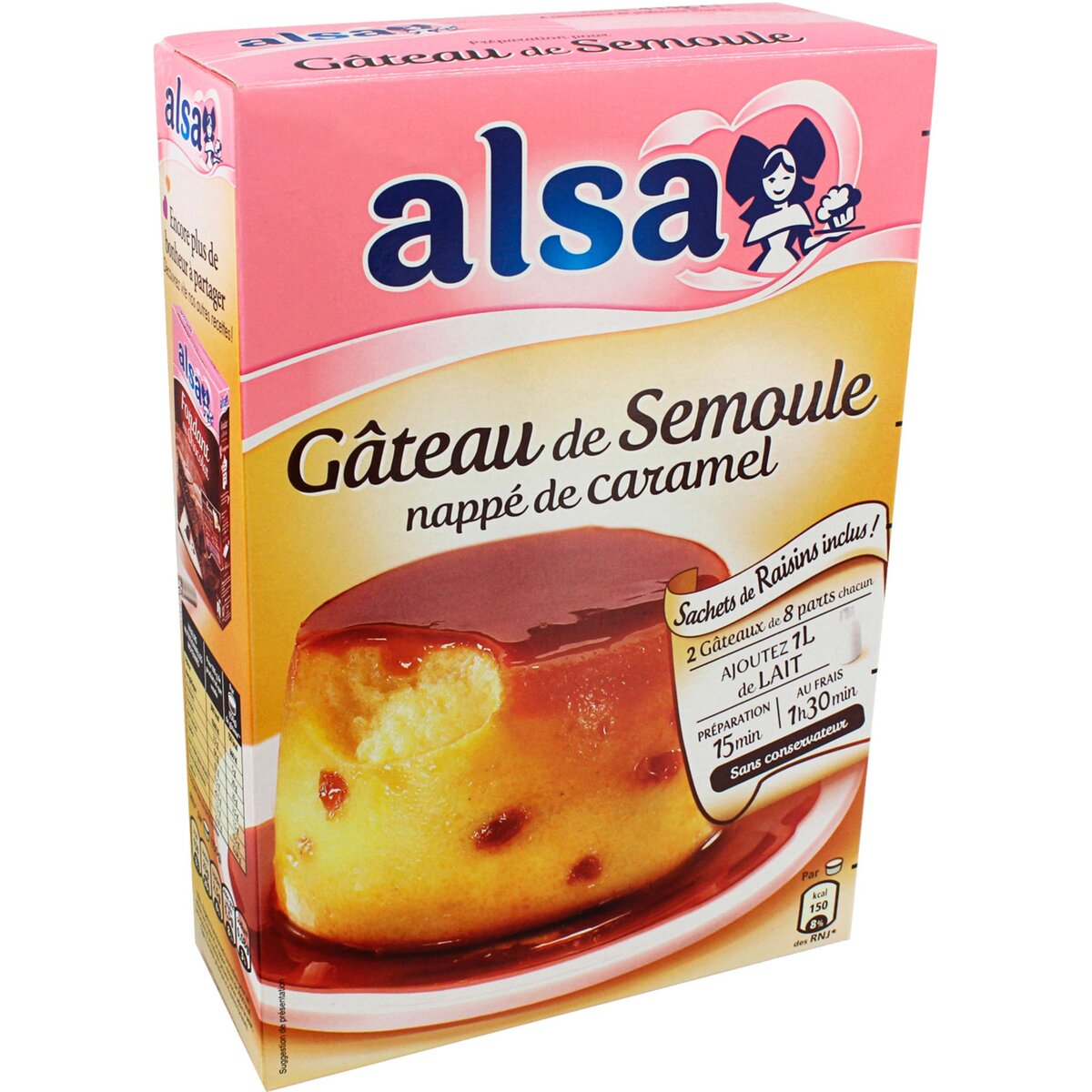 ALSA Préparation pour gâteau de semoule nappé de caramel 2 sachets 414g
