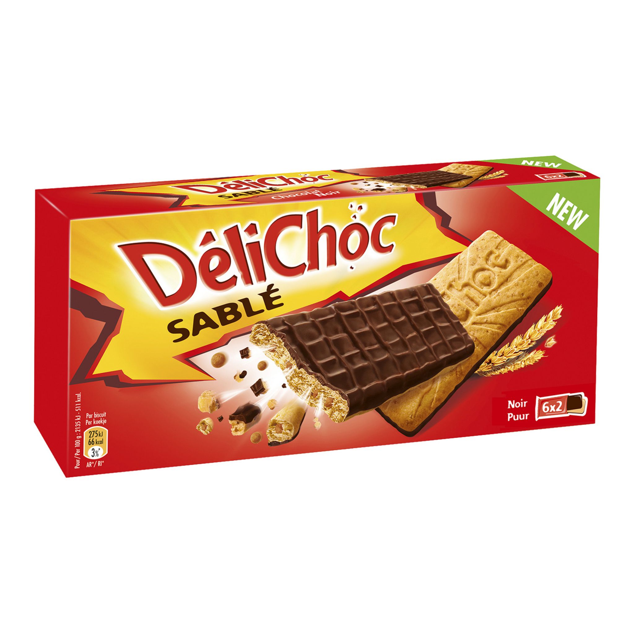 DELICHOC Biscuits sablés nappés de chocolat noir 150g