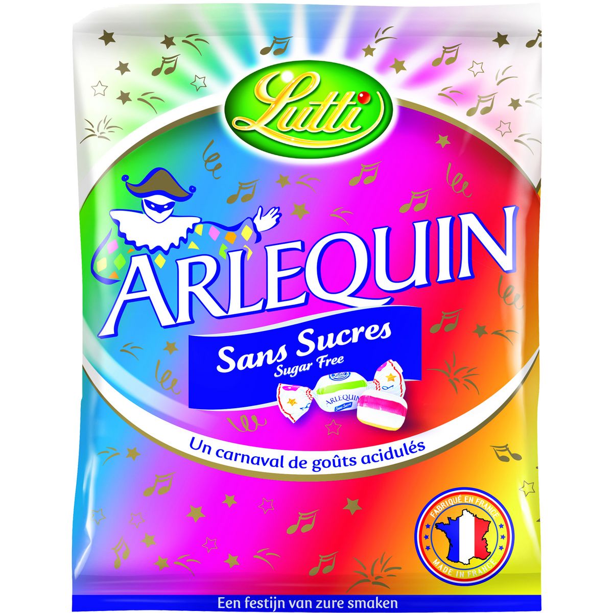 LUTTI Arlequin bonbons acidulés aux fruits sans sucre 70g