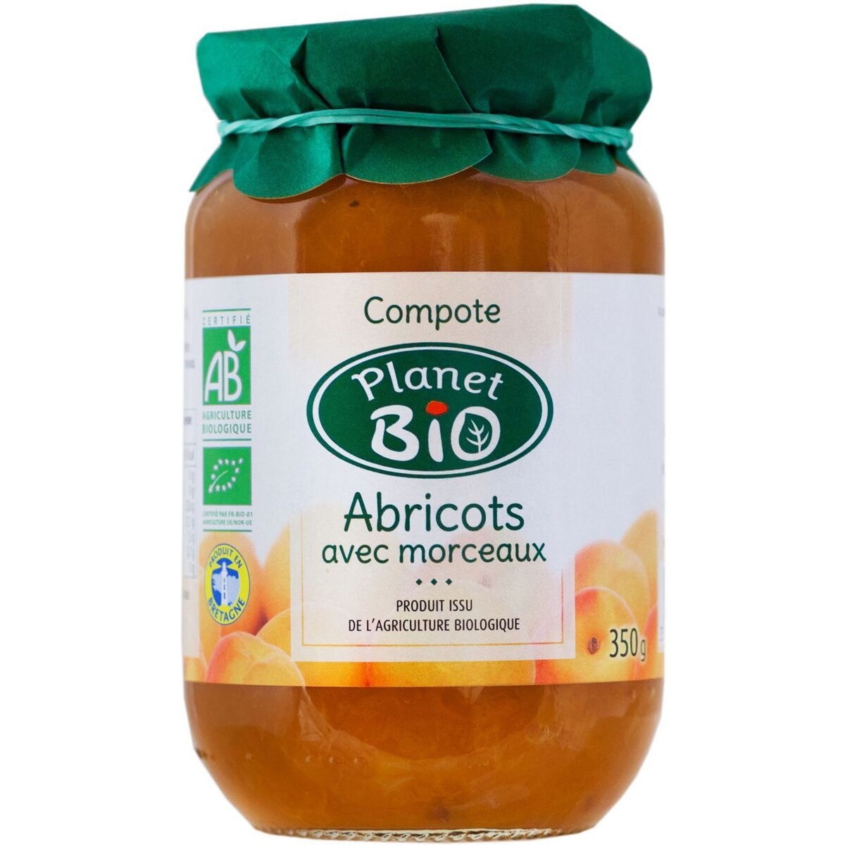BIO Compote abricot avec morceaux, en bocal 350g pas cher