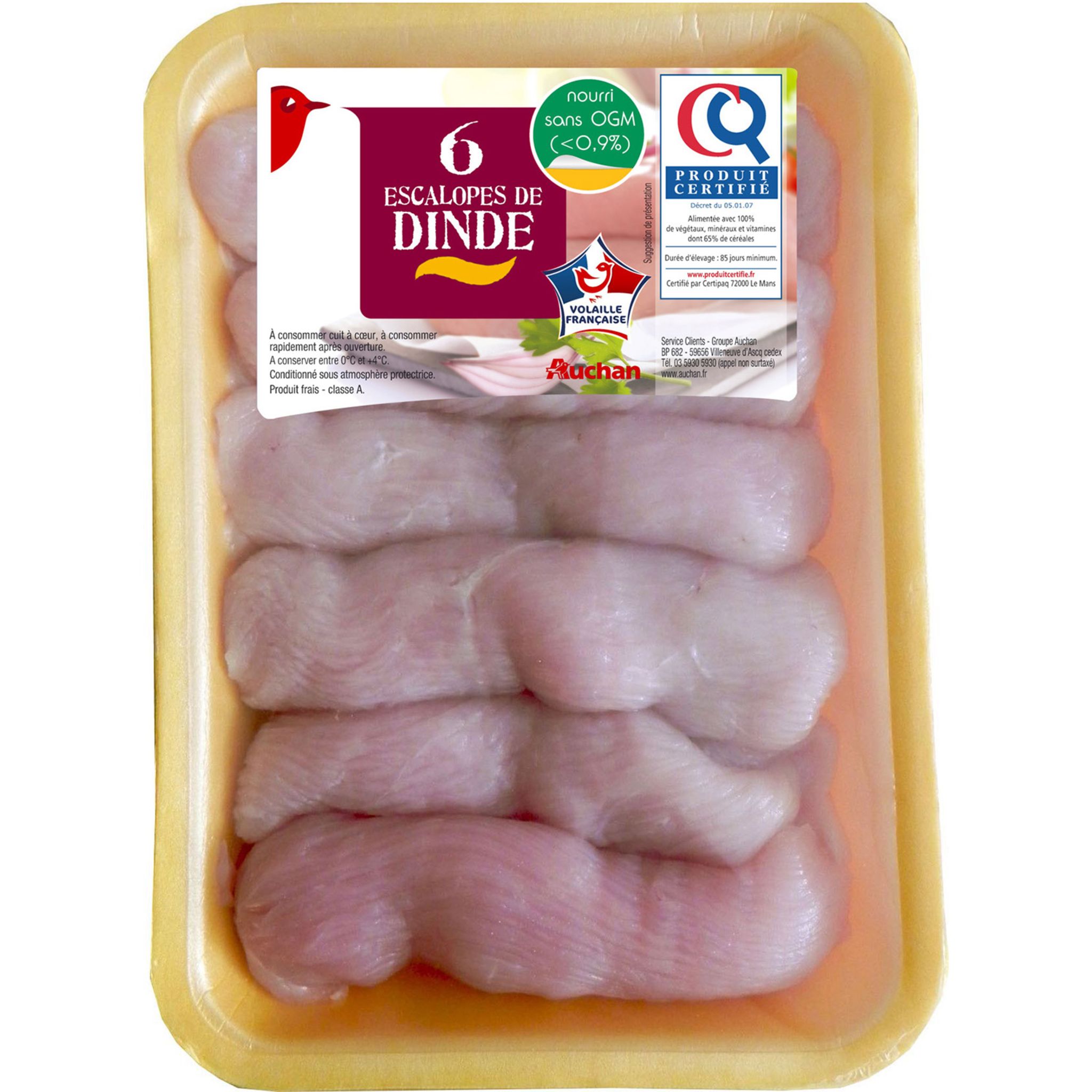 AUCHAN Auchan Escalopes De Dinde X6 720g 6 Pi ces 720g Pas Cher 