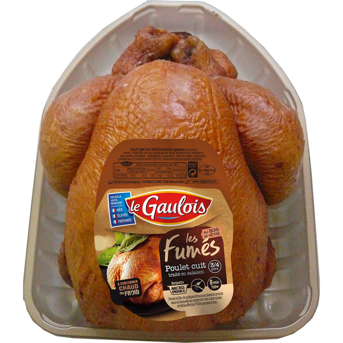 LE GAULOIS Le Gaulois poulet cuit fumé 1kg 1kg